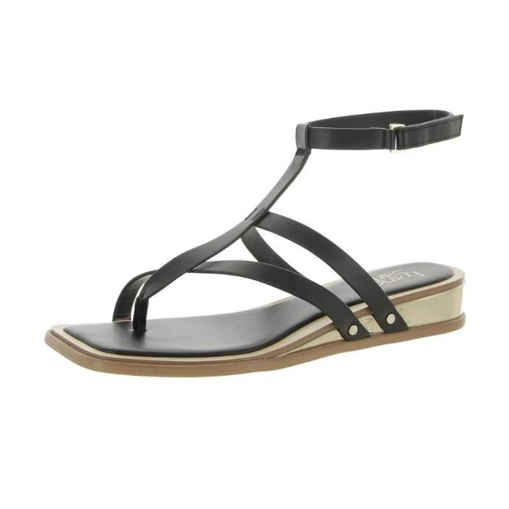 Franco Sarto Black Strappy Ankle-Wrap Sandal